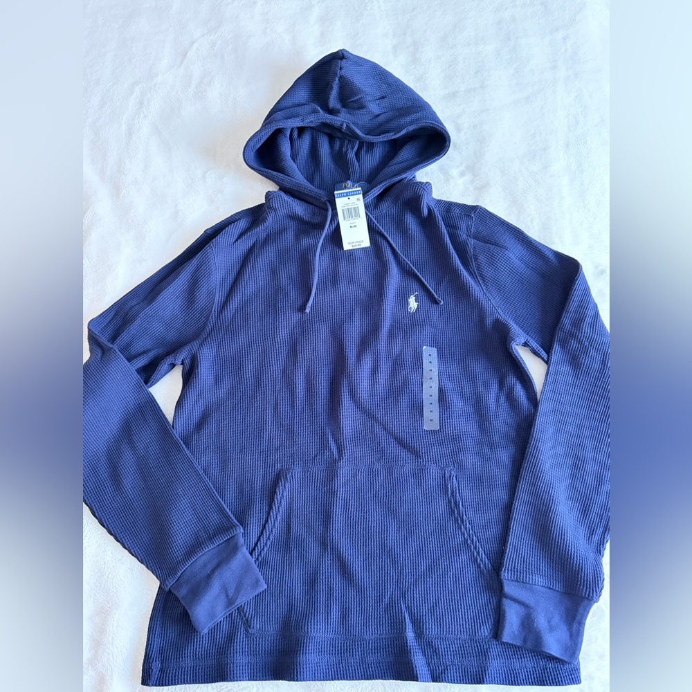 NWT Polo Ralph Lauren Men's Blue Waffle Hoodie M